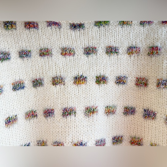 NWT Anthropologie MOTH Cream Knit Sweater w/ Metallic Sparkly Weave. Small - Picture 4 of 11